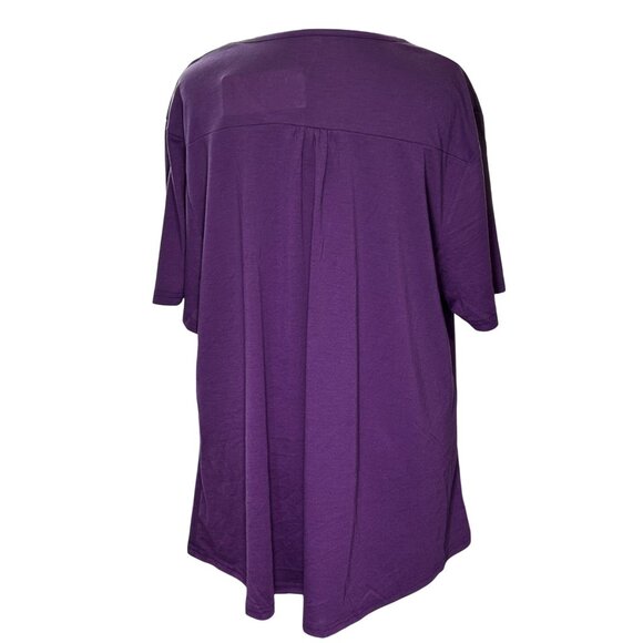 Vislily Plus Size Purple Button-Front Tunic Top Rayon/Spandex - Picture 3 of 10